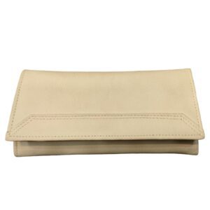 Single Partition Cow Leather Women Wallet ( Biege )