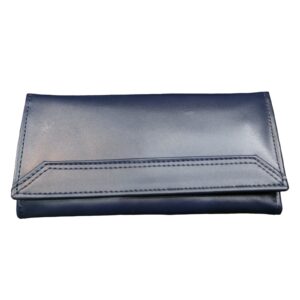 Single Partition Cow Leather Women Wallet ( Blue )
