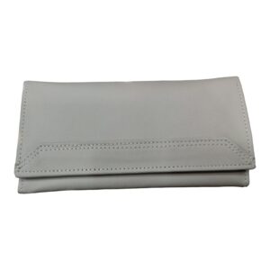 Single Partition Cow Leather Women Wallet ( Grey )